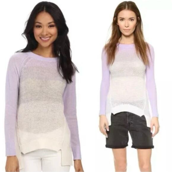 Rebecca Taylor Wool Cashmere Sweater Open Knit Pastel Ombré Pullover Sz small - Picture 1 of 11